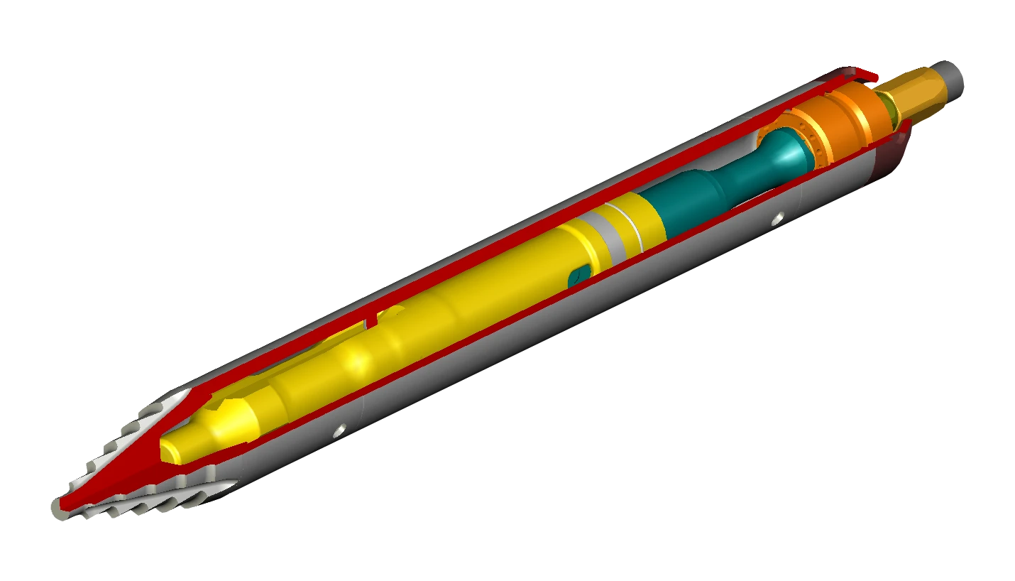Secțiune foreză TERRA — piston principal și componente