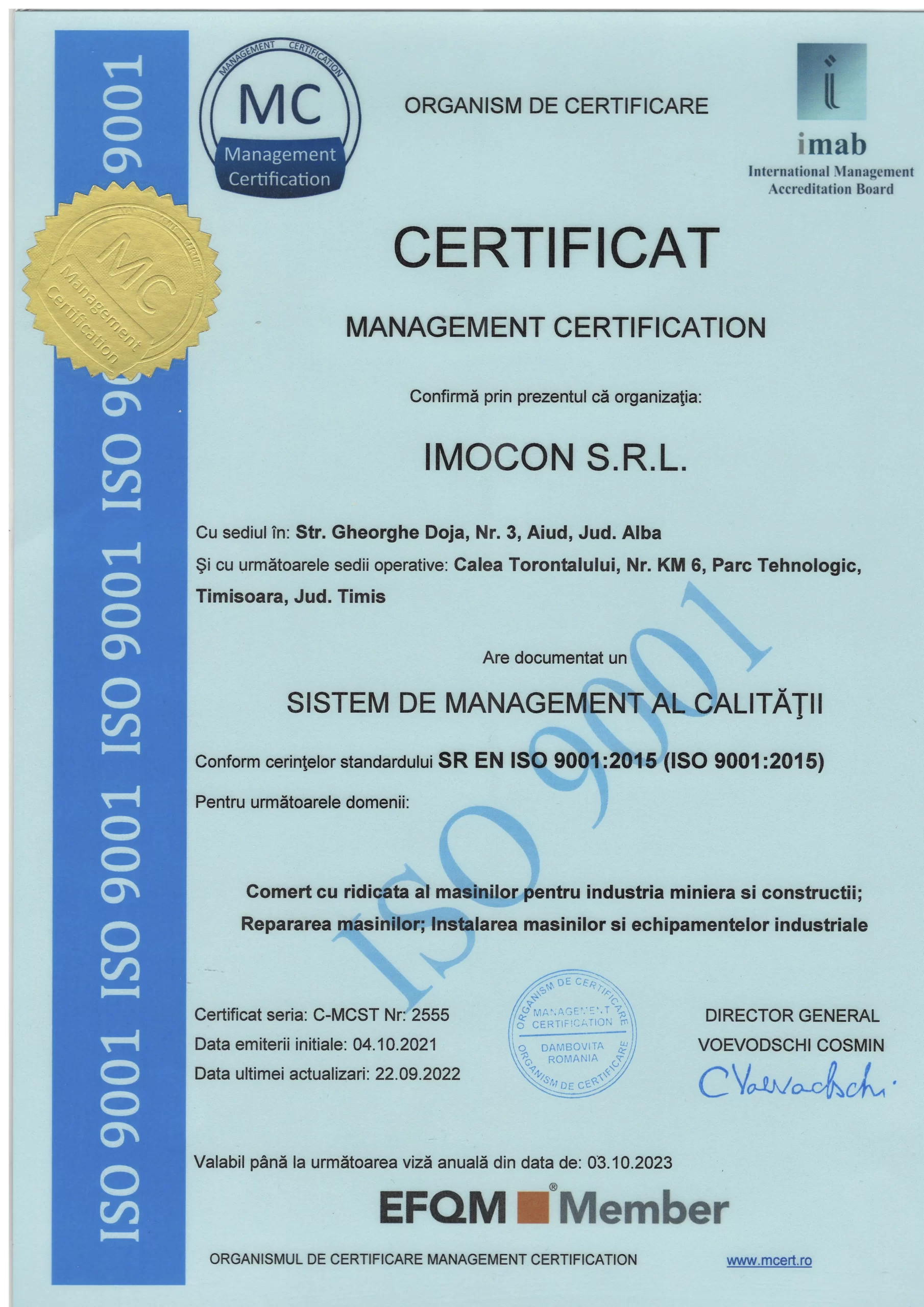 Certificat Imocon 2023