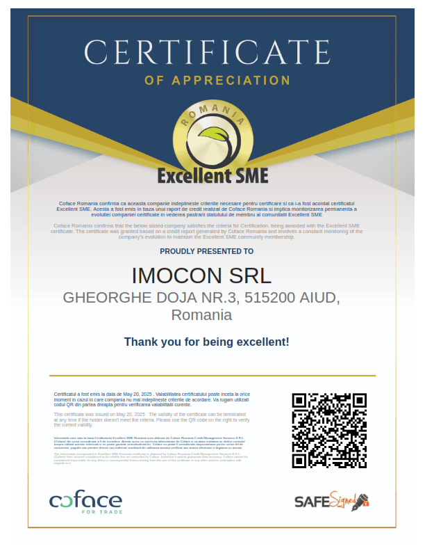 Certificat Imocon 2025
